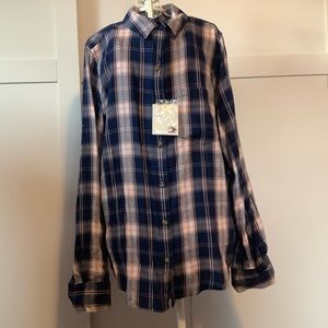 SO plaid long sleeves shirt blue,black,salmon color .size Medium